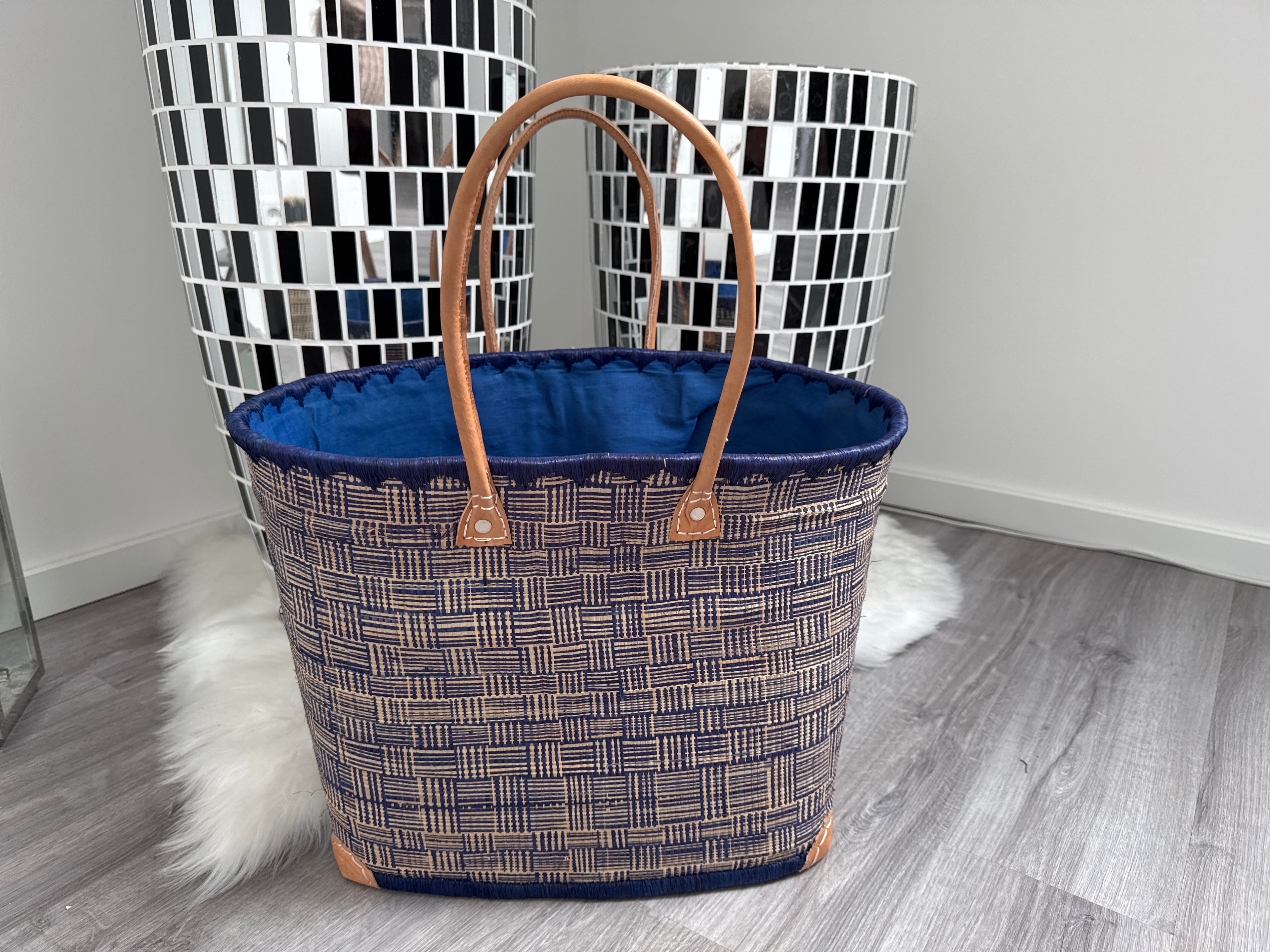 Nachhaltige große Bast Shoppertasche