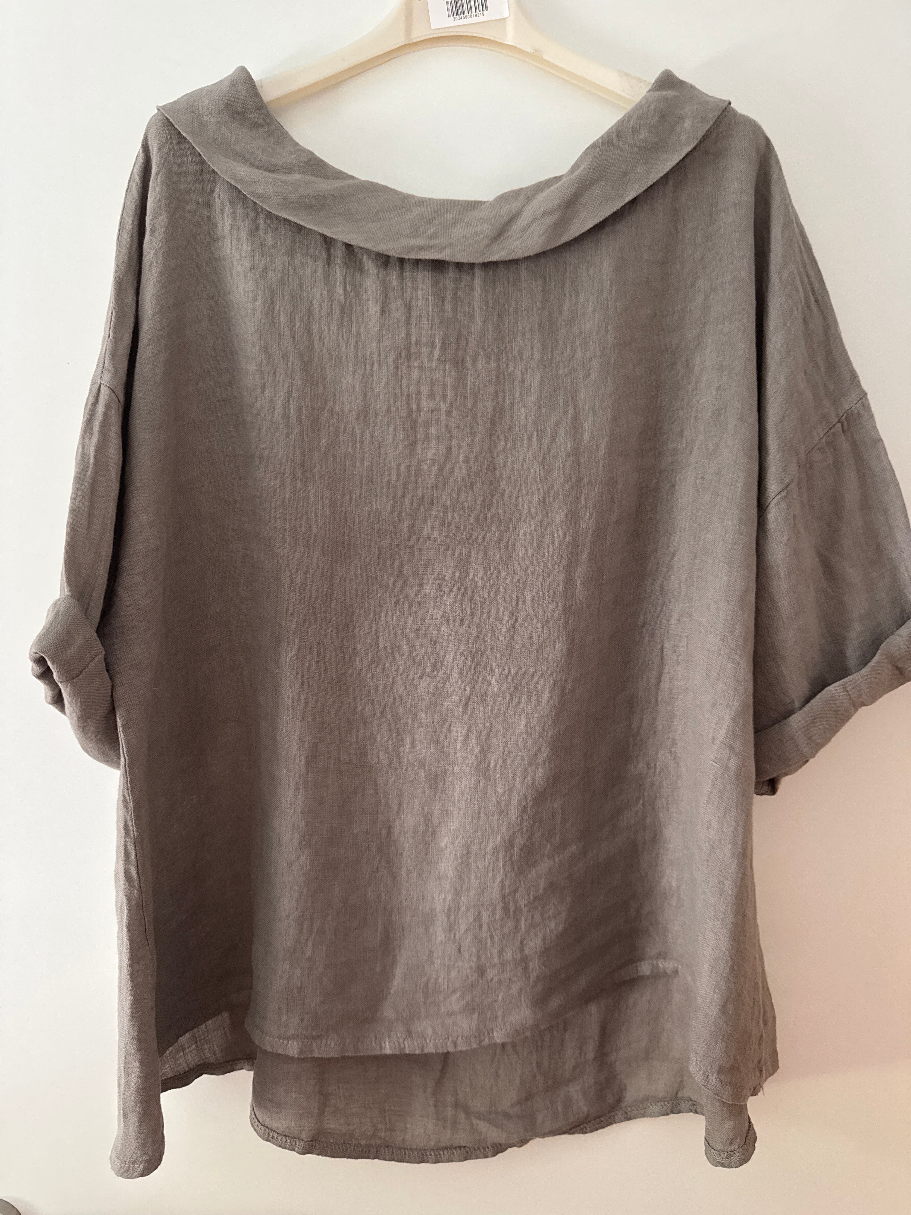 Leinenbluse mit U Boot Ausschnitt