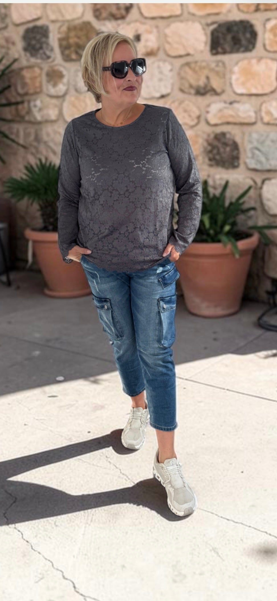 Coole Cargo Jeans-lässiger Denim Look