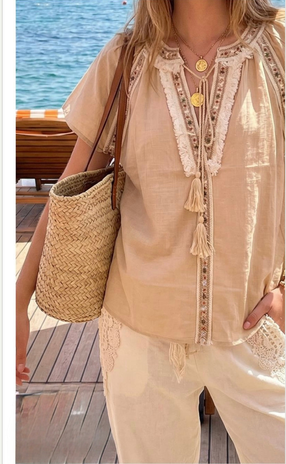 Boho Bluse mit Quasten