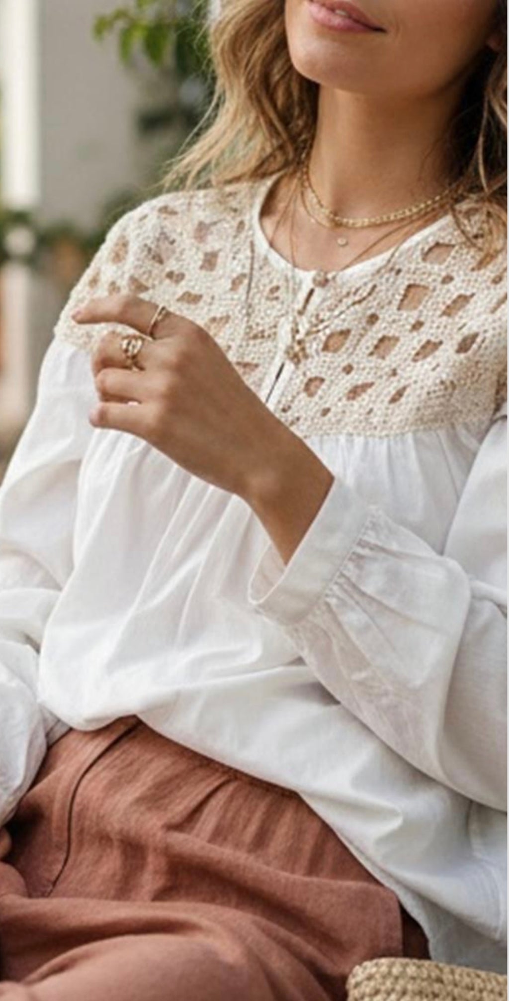 Boho Bluse Häkeloptik