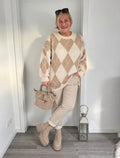 Longpullover mit Rautenmuster oversize