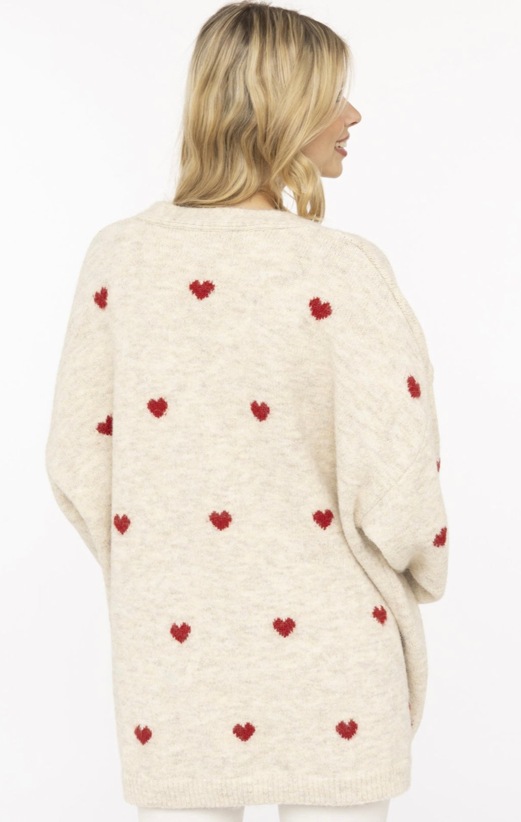 Wollmix Cardigan Oversize mit Herzchen