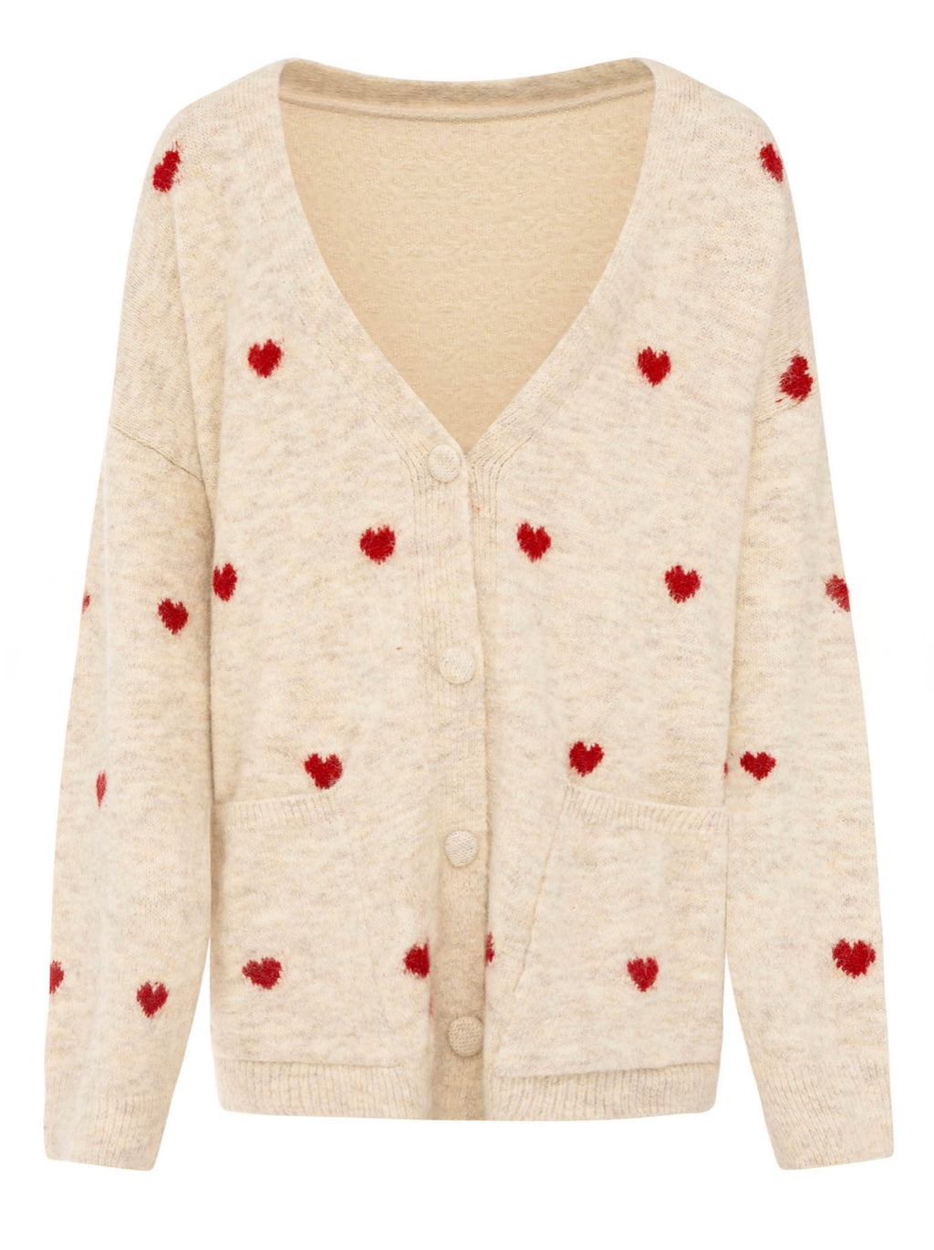 Wollmix Cardigan Oversize mit Herzchen