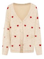 Wollmix Cardigan Oversize mit Herzchen