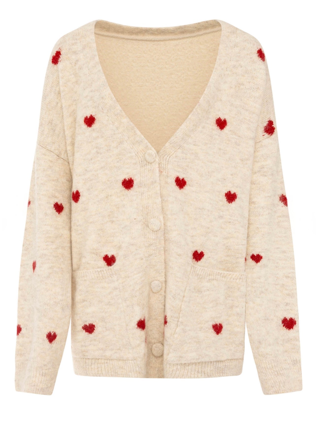 Wollmix Cardigan Oversize mit Herzchen