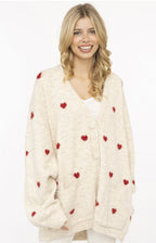 Wollmix Cardigan Oversize mit Herzchen