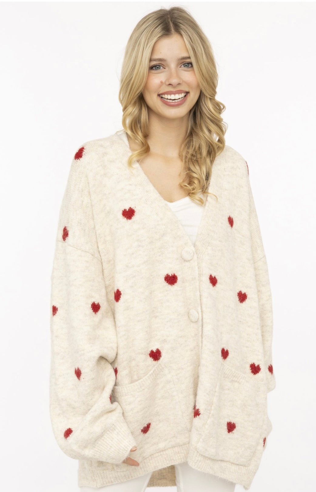 Wollmix Cardigan Oversize mit Herzchen