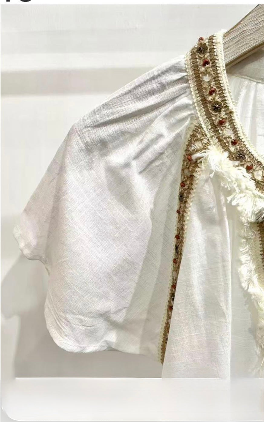 Boho Bluse mit Quasten