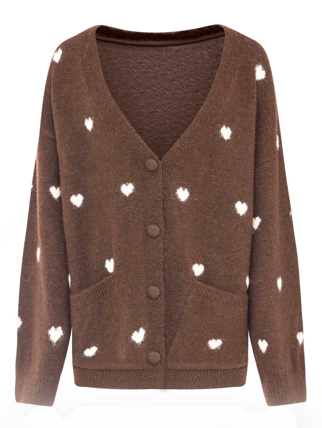 Wollmix Cardigan Oversize mit Herzchen