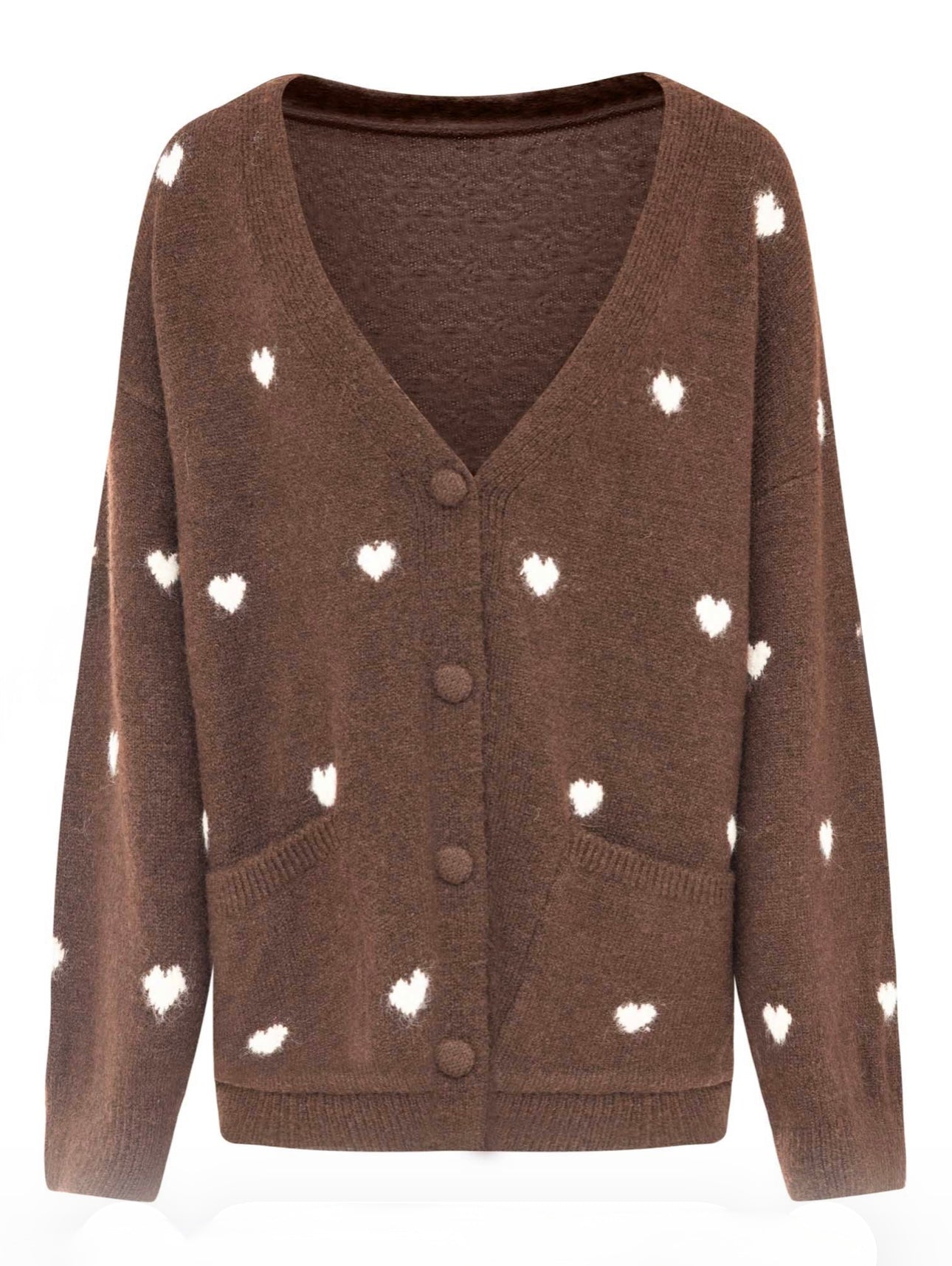 Wollmix Cardigan Oversize mit Herzchen