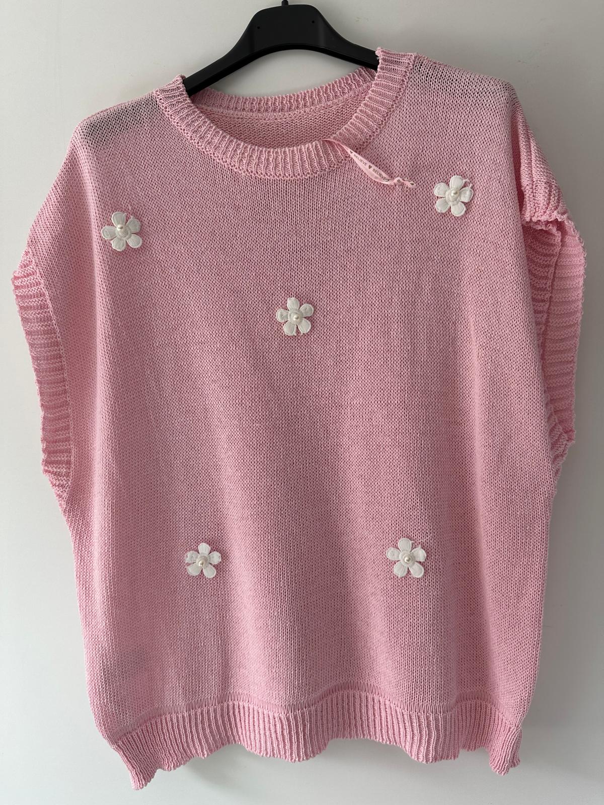 Strickpolunder mit Blumen
