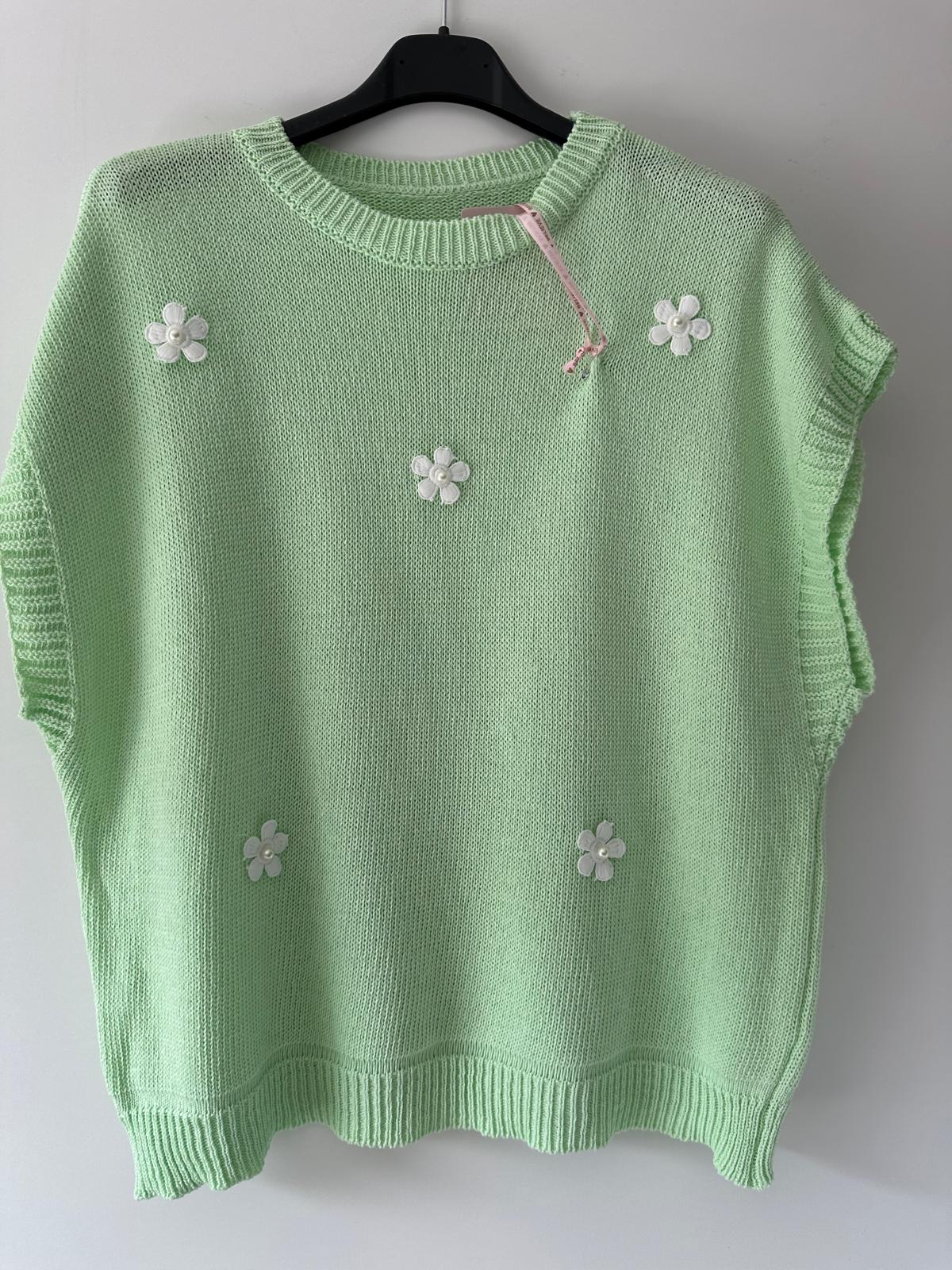 Strickpolunder mit Blumen