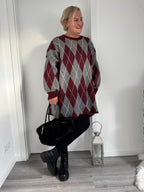 Longpullover mit Rautenmuster oversize