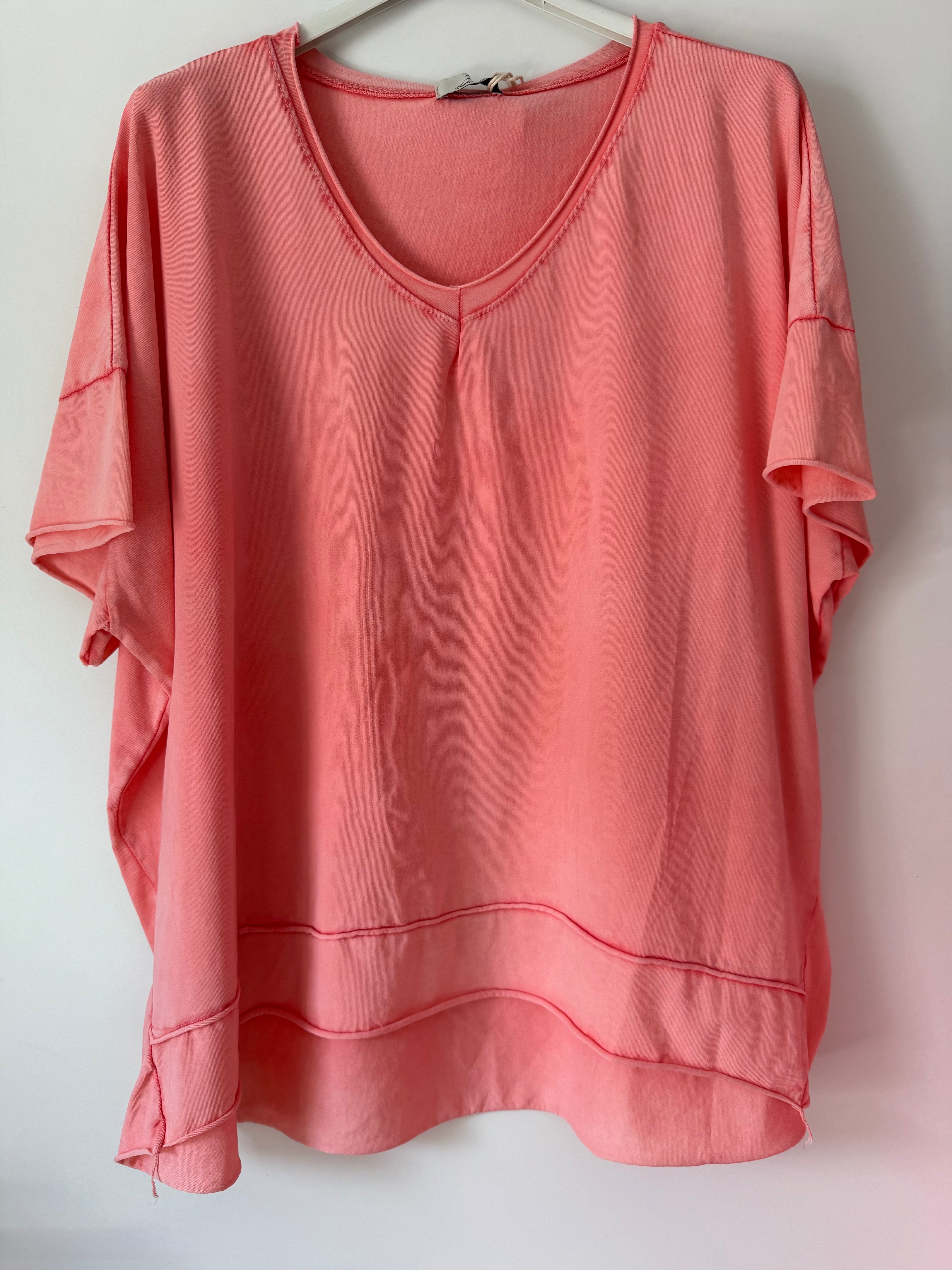 T Shirt mit V Ausschnitt