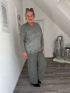 Yest Pullover mit Spitzeneinsatz