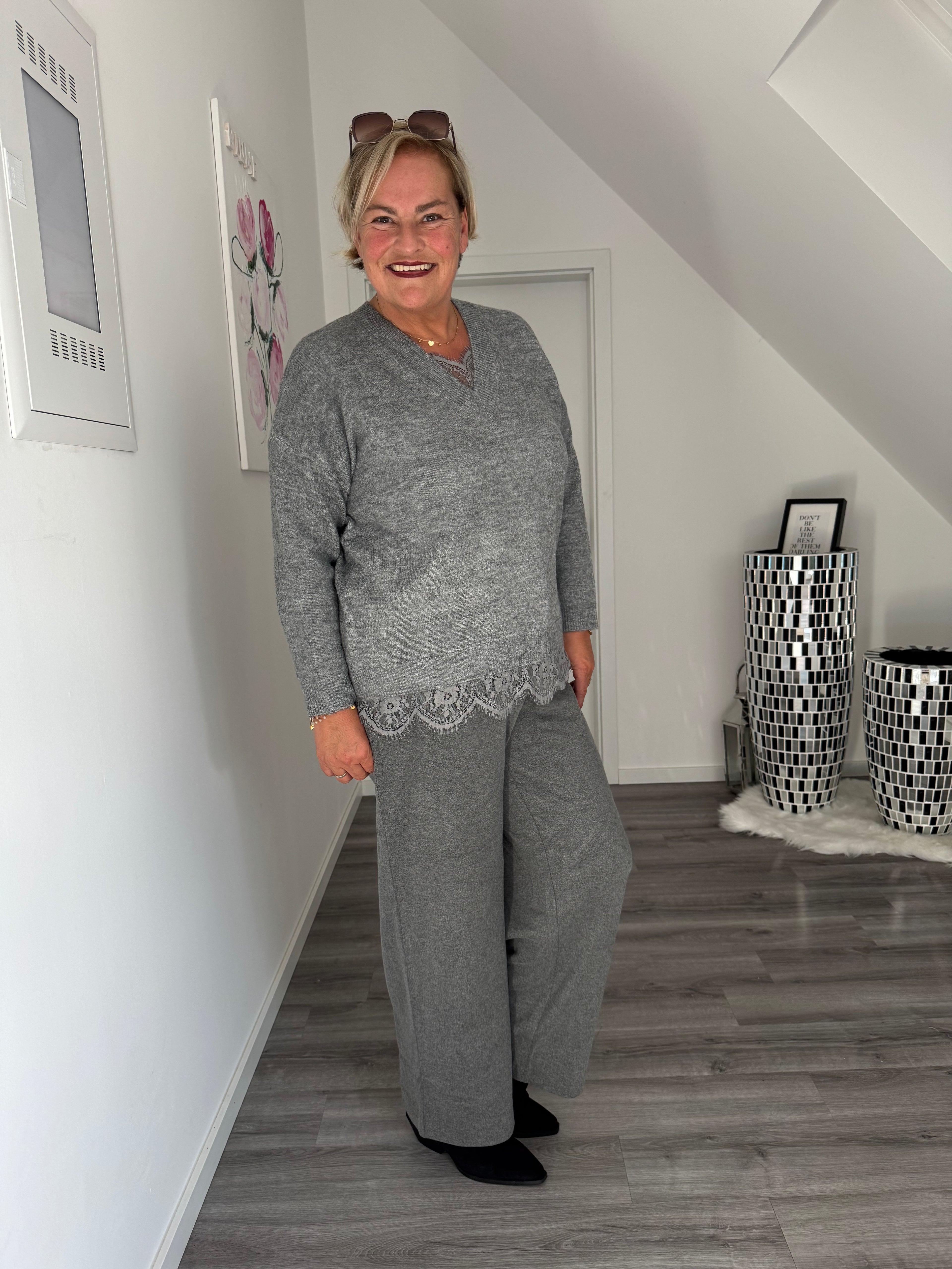 Yest Pullover mit Spitzeneinsatz
