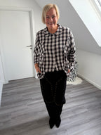 Oversize Karo Hemd mit Fransen