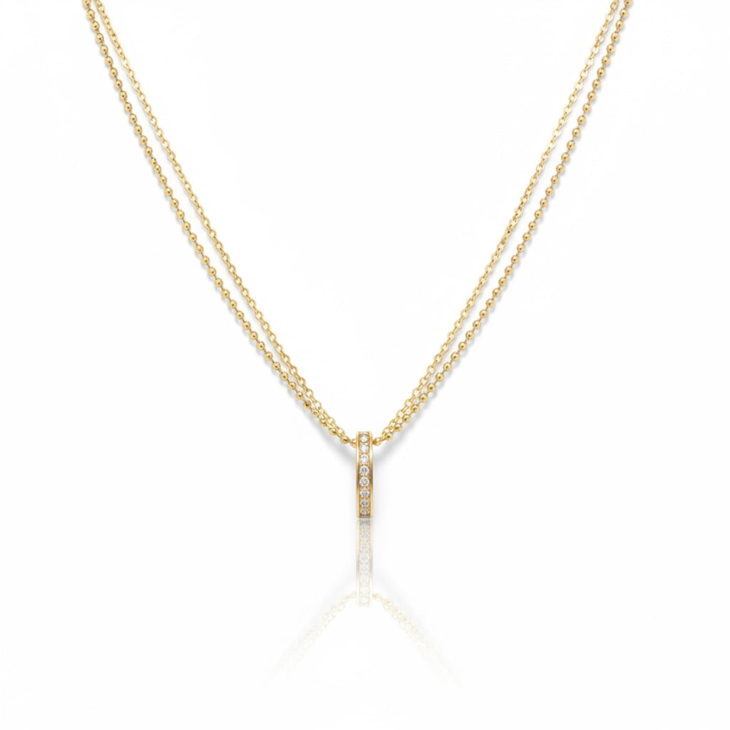 Layering Kette mit Zirkonia Steinchen Gold aus Edelstahl