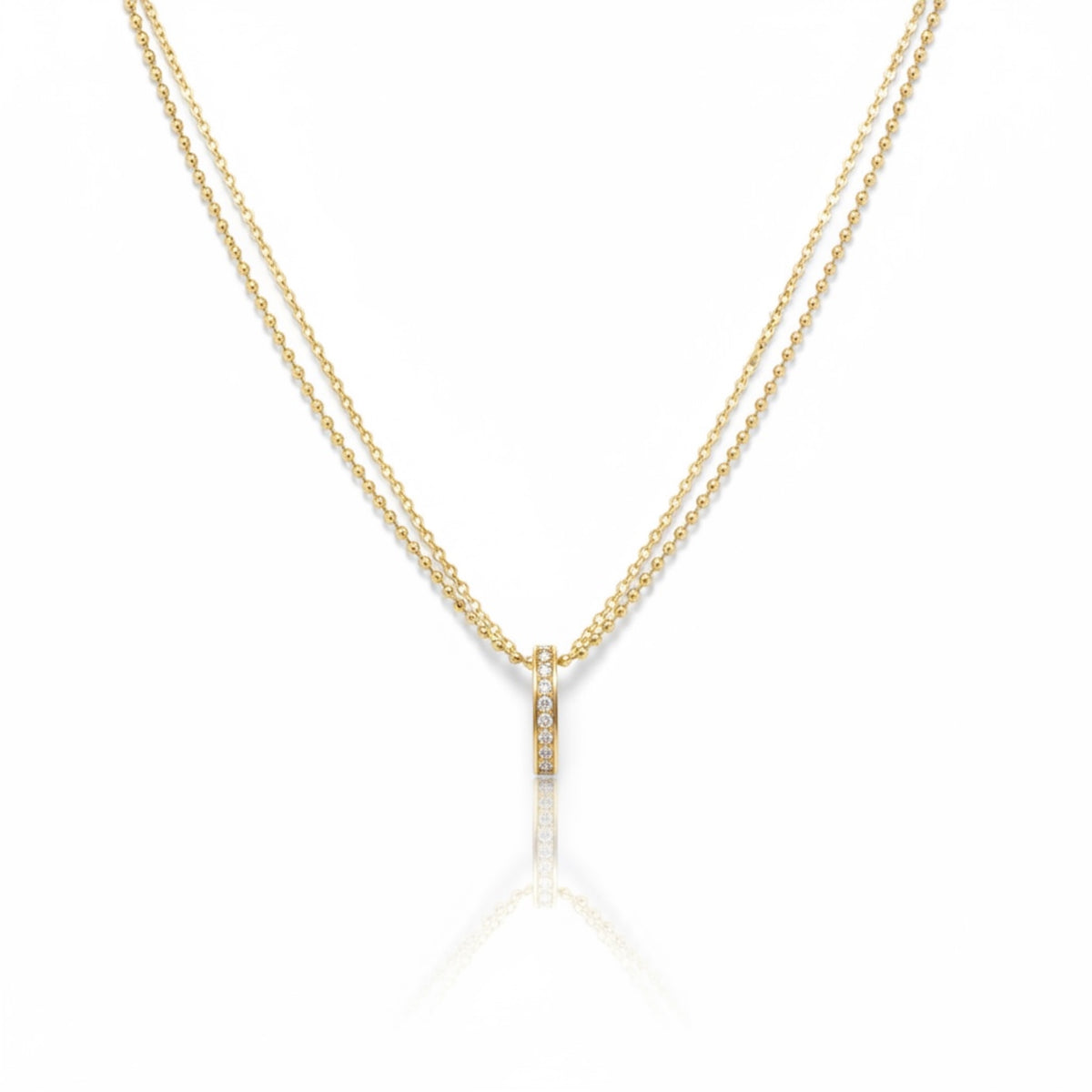 Layering Kette mit Zirkonia Steinchen Gold aus Edelstahl