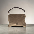 Cordtasche mit kurzem Riemchen und langem Gurt
