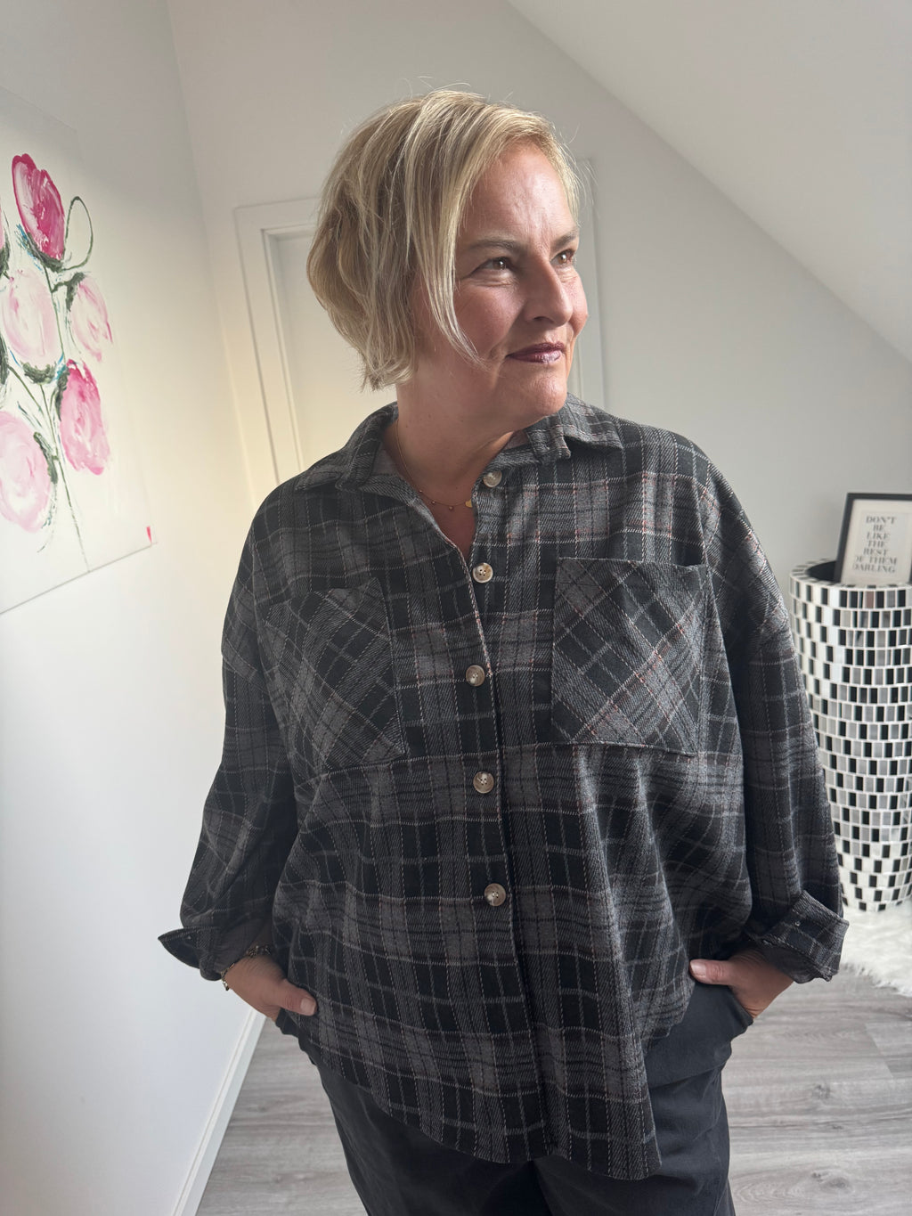 Oversize Karo Hemd Bluse - lässig&kuschelig