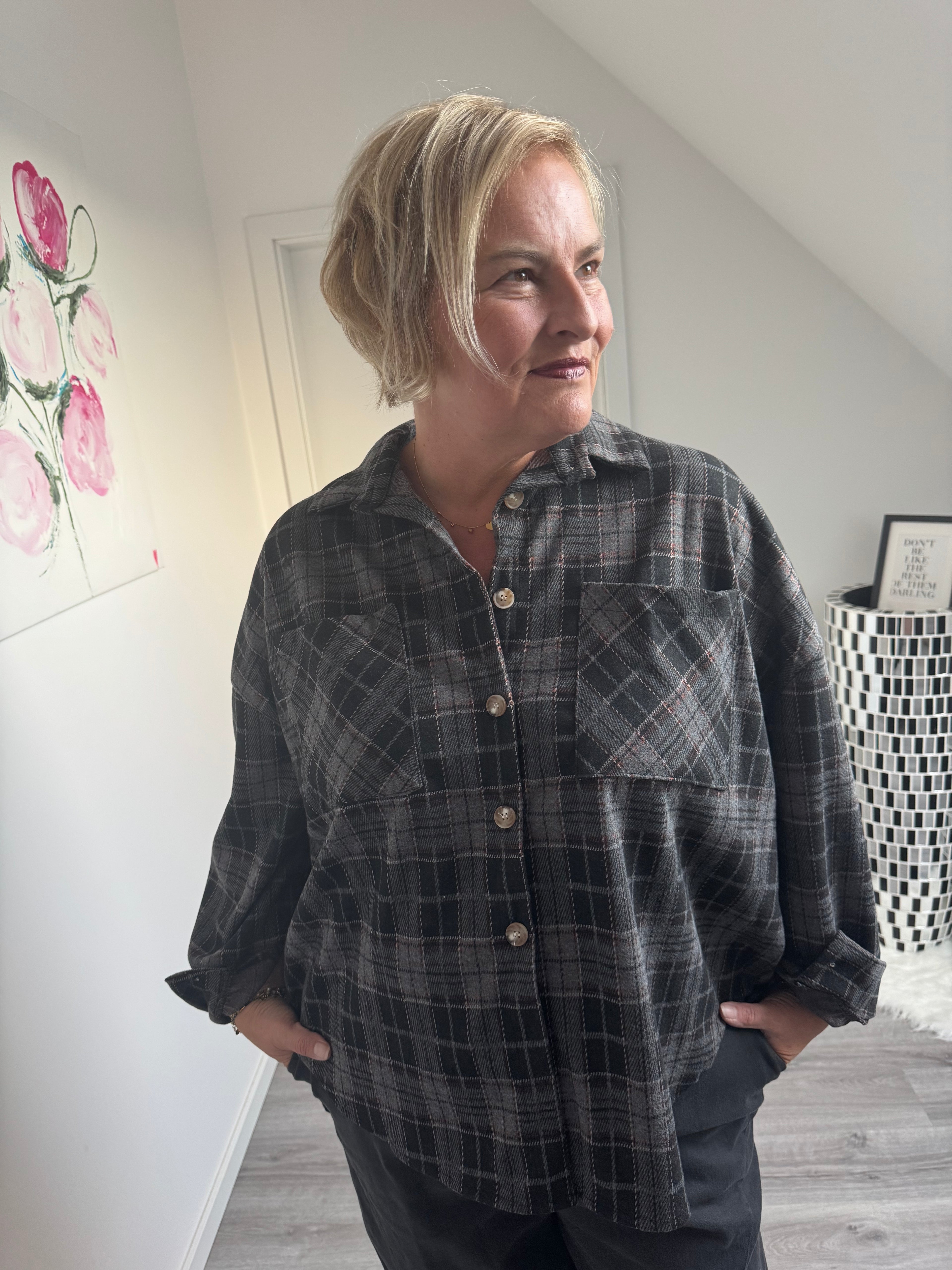 Oversize Karo Hemd Bluse - lässig&kuschelig