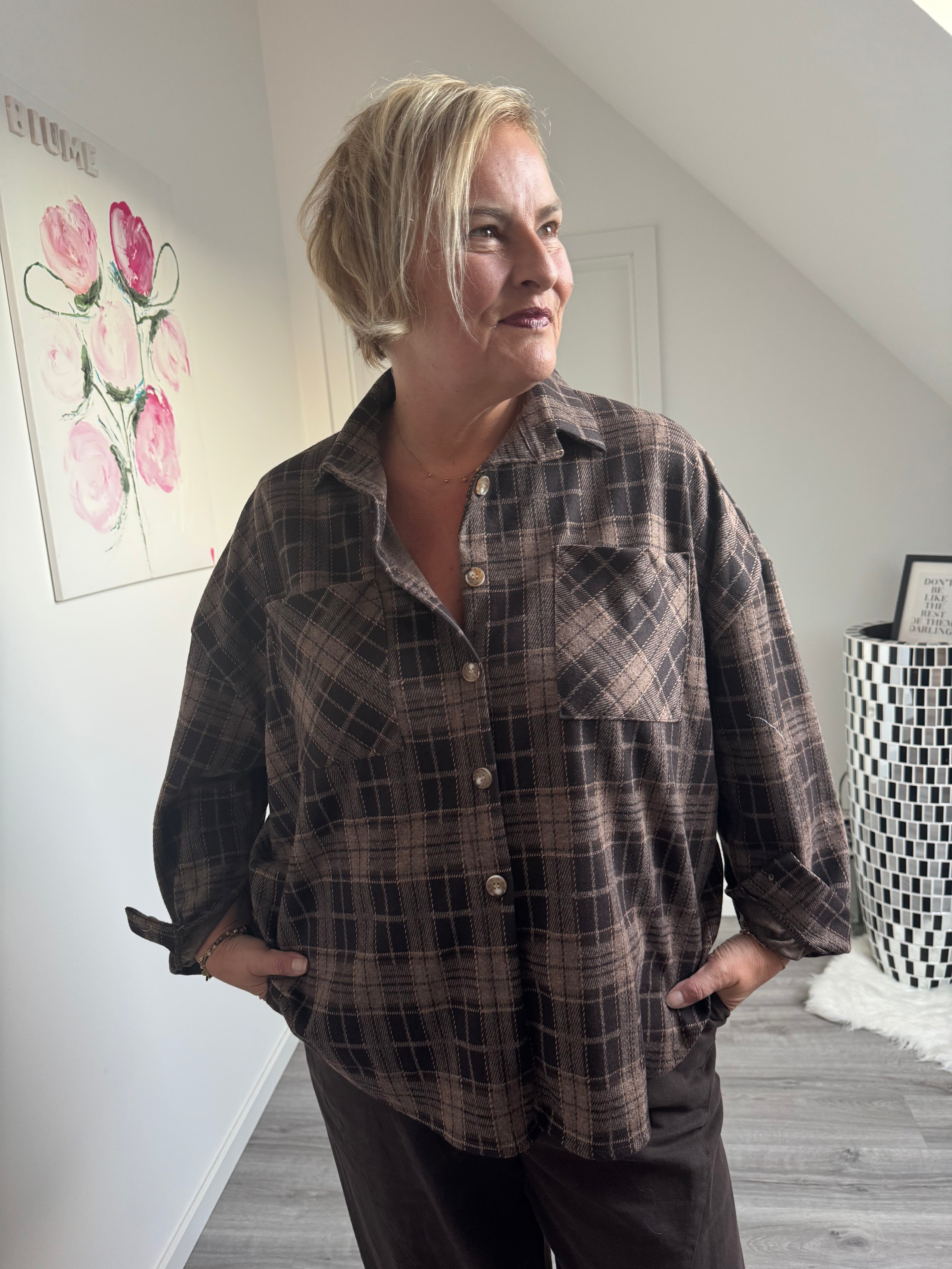 Oversize Karo Hemd Bluse - lässig&kuschelig