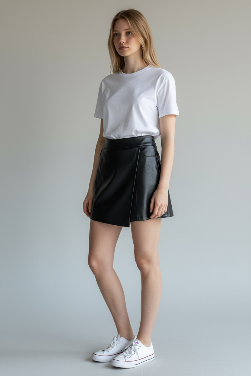 Lederimitat Skort Rock trifft Shorts