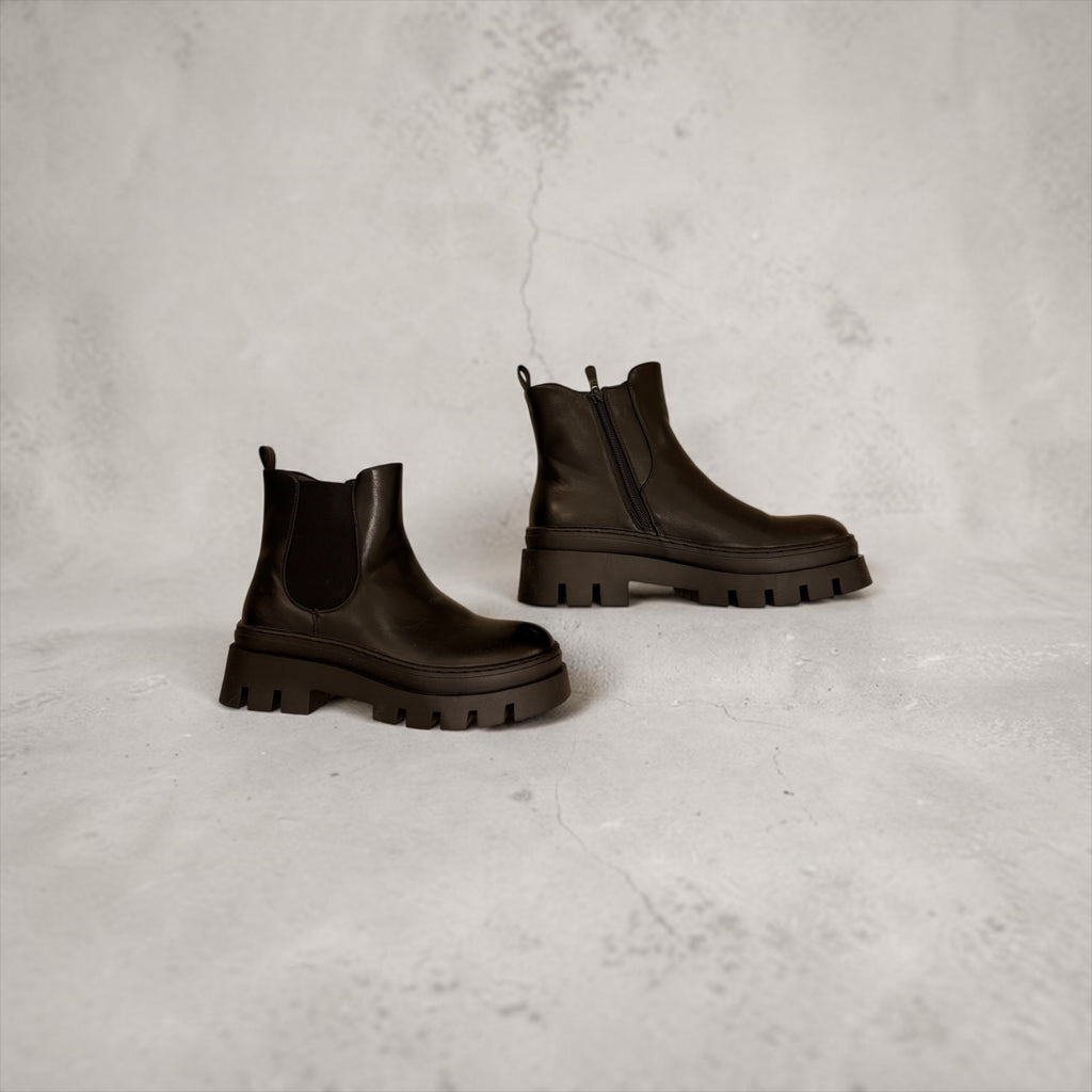 Lederoptik Boots schwarz