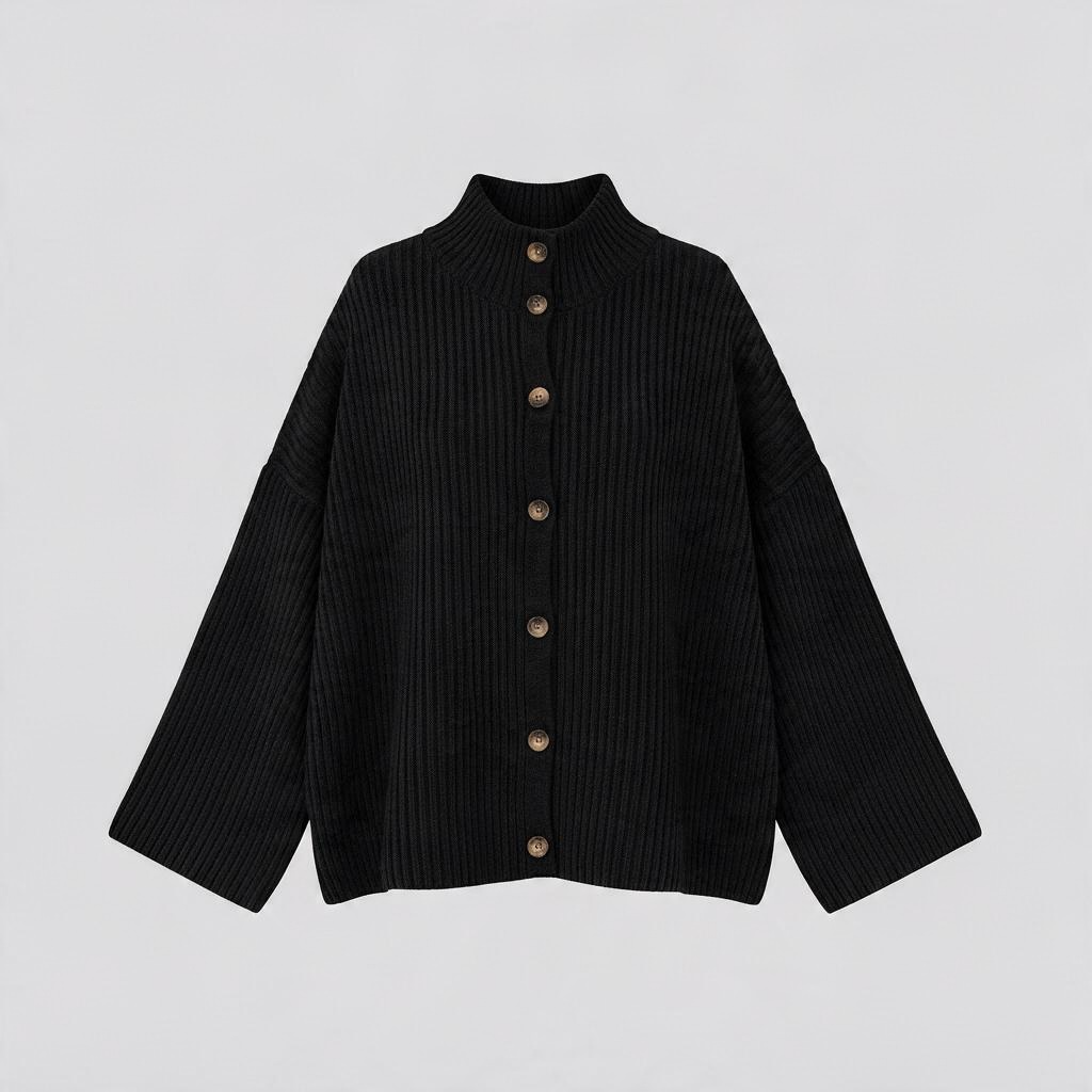 Strickjacke in Kastenform mit weitern Ärmeln
