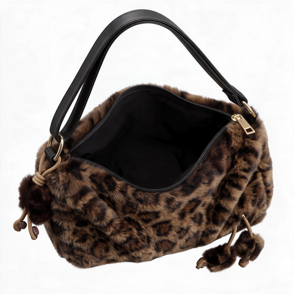Kuschelige Kunstfell-Handtasche im Leo-Look 🐆🤎