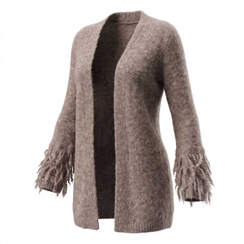 Strickjacke mit Fransenärmeln