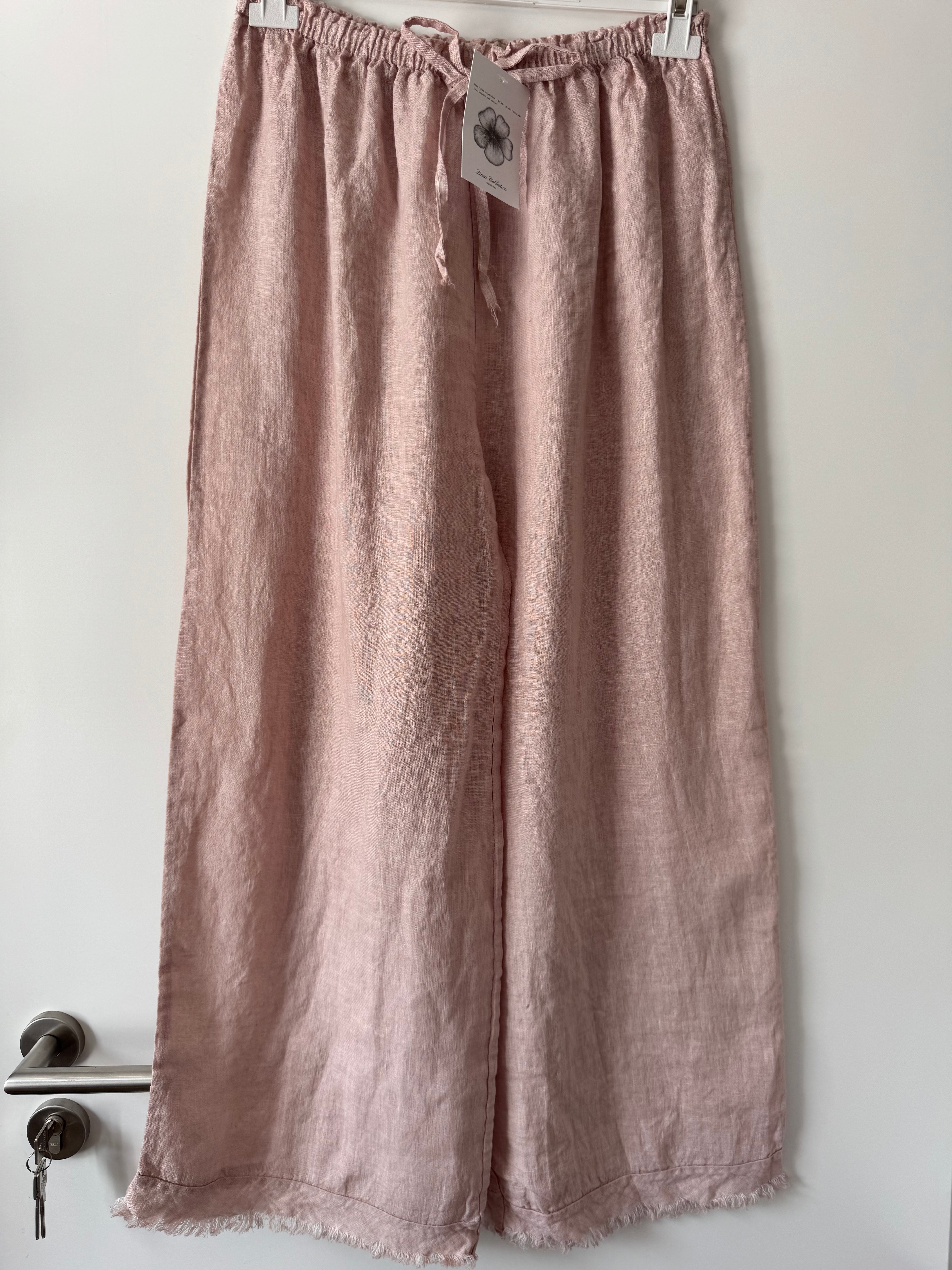 Leinen Marlene Hose mit Fransen