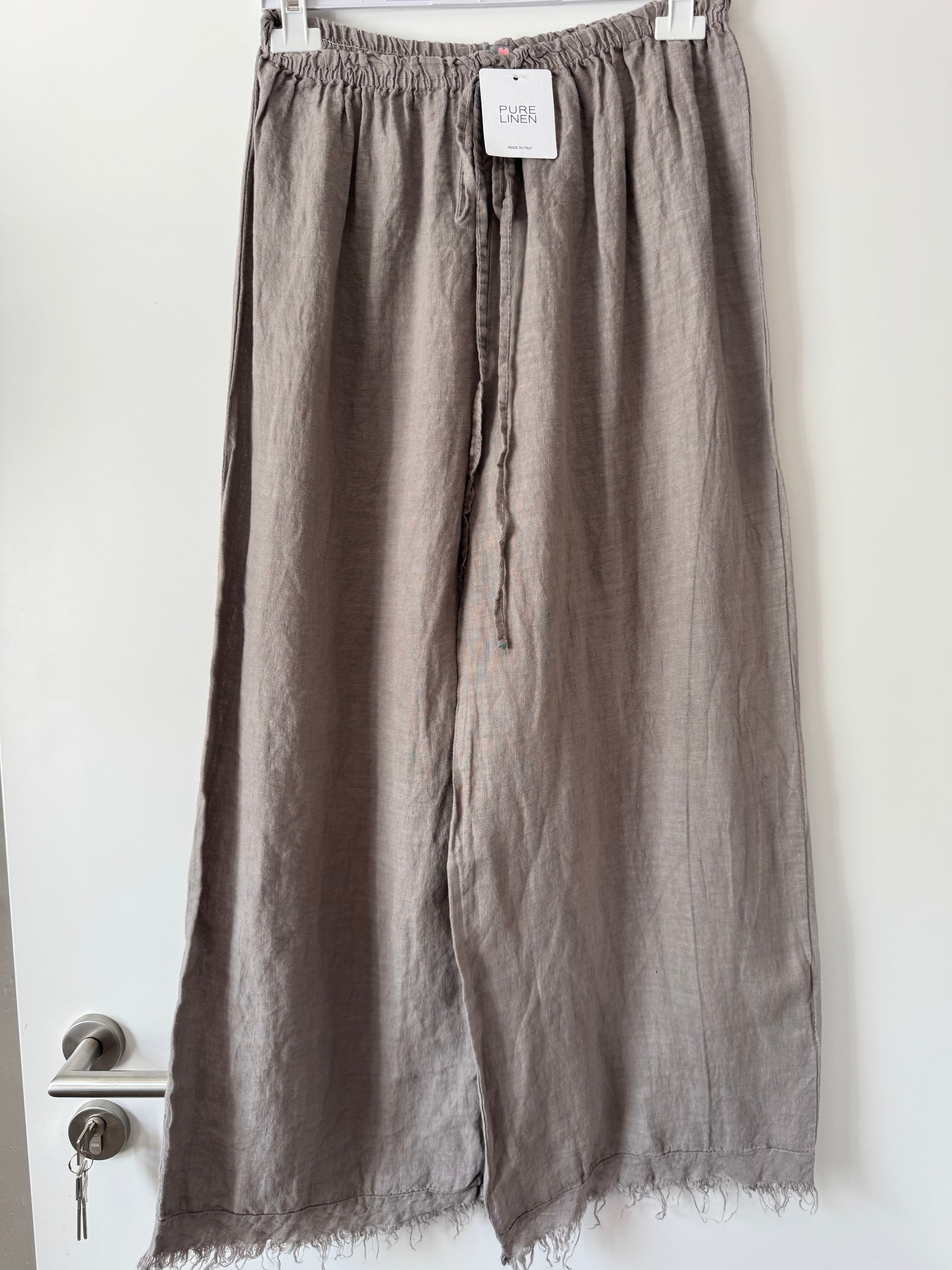 Leinen Marlene Hose mit Fransen