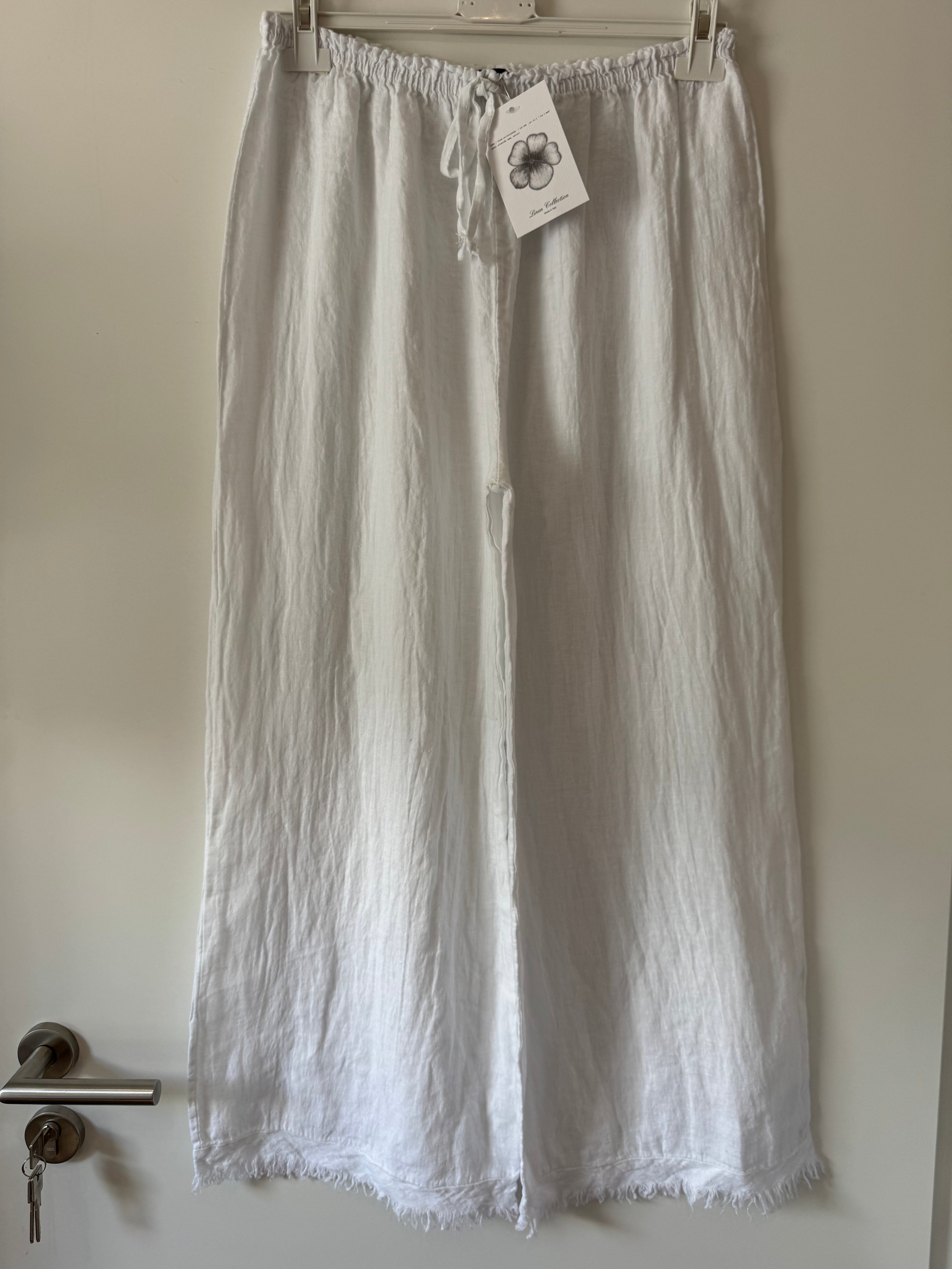 Leinen Marlene Hose mit Fransen