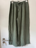 Leinen Marlene Hose mit Fransen