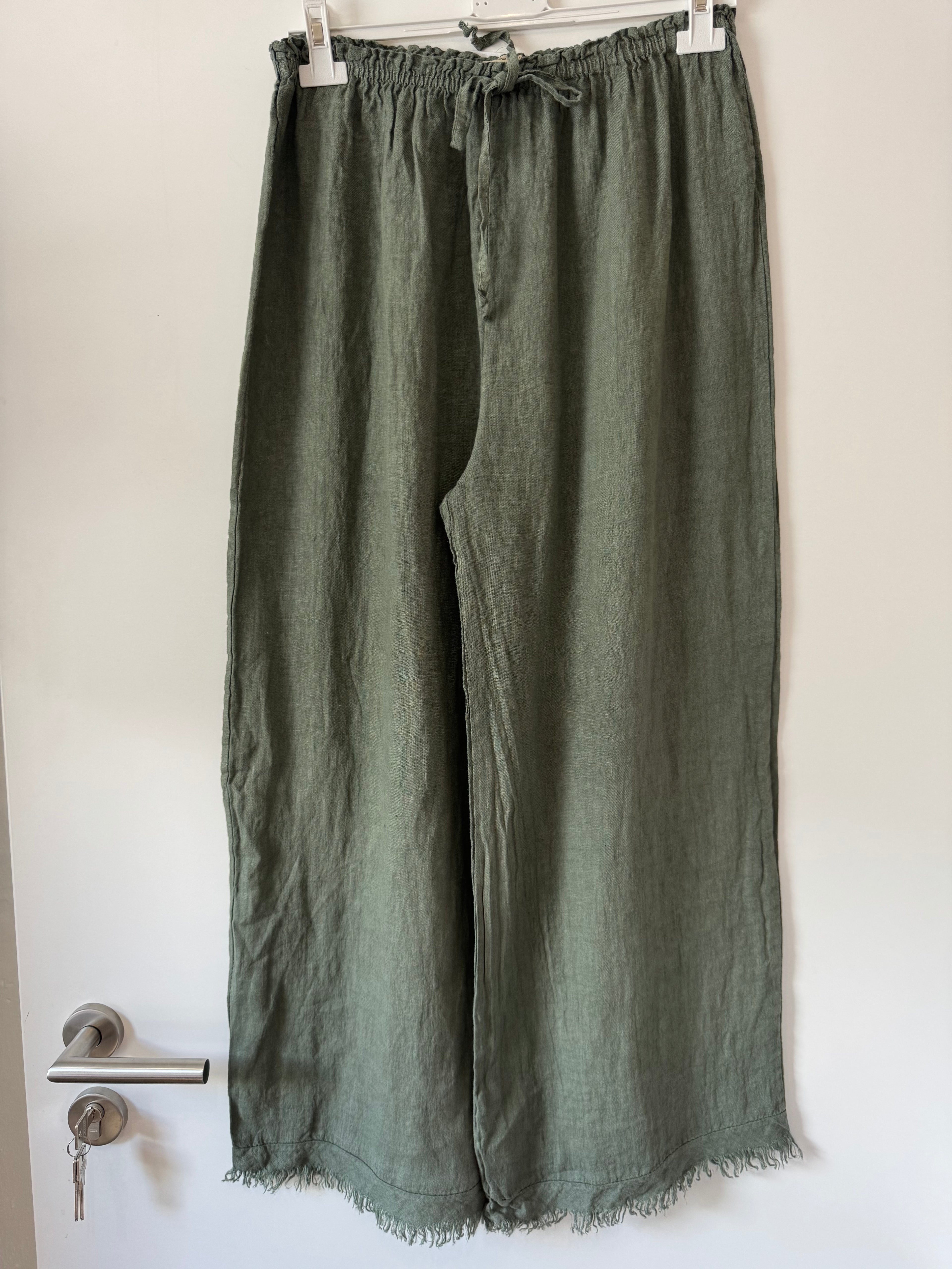 Leinen Marlene Hose mit Fransen