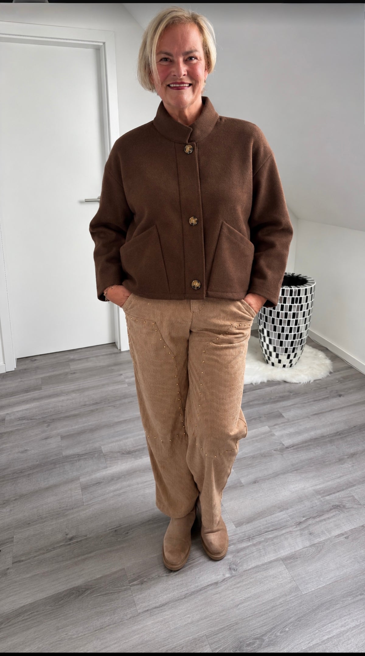 Oversize Kurzjacke in Wolloptik