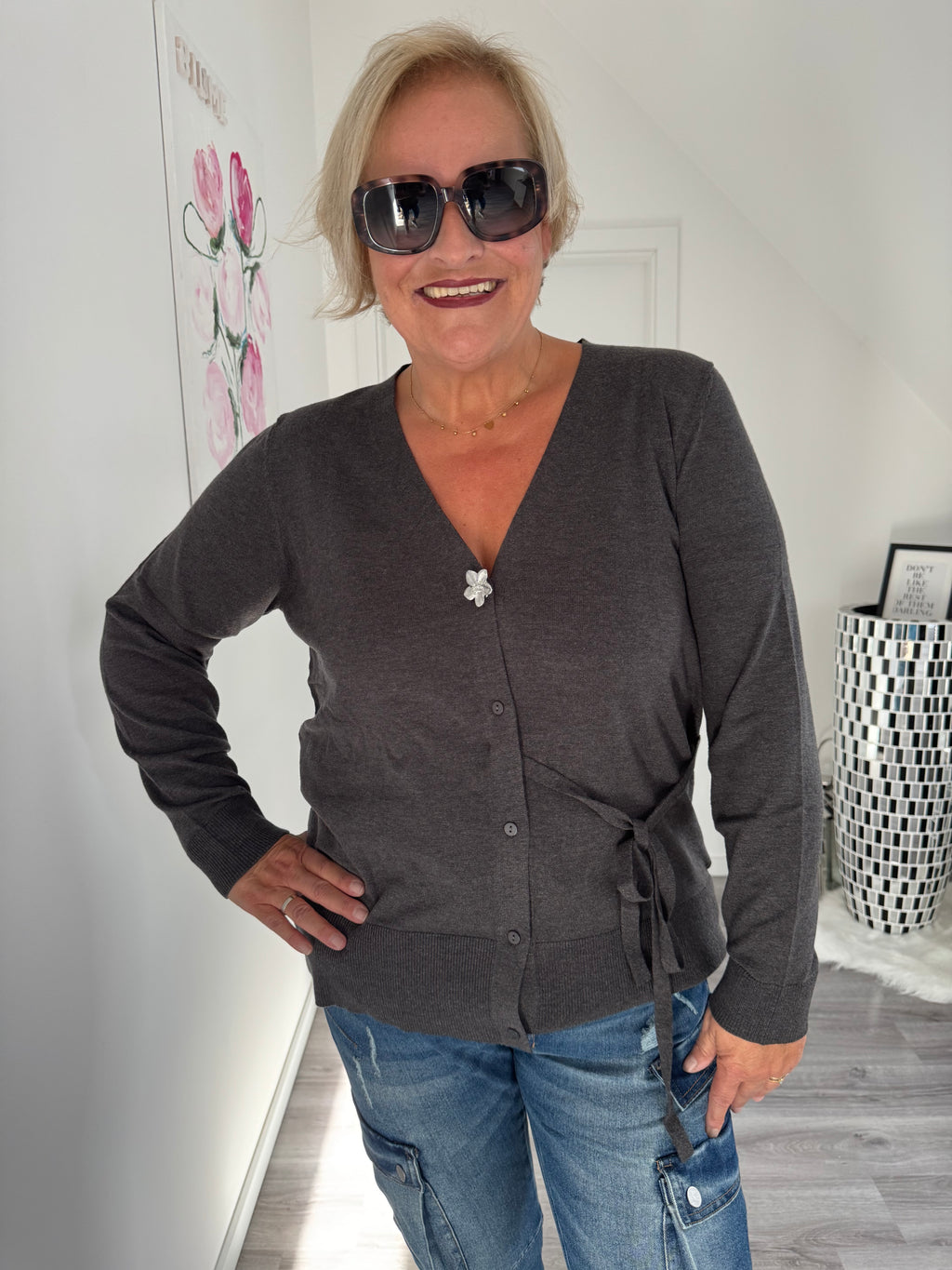 Strickweste zum Binden von Yest anthrazid