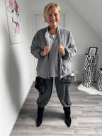 Graue Cord-Jacke Oversize