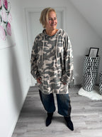 Curvy Camouflage Longhoodie Oliv Beige