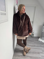 Curvy Teddyjacke Cowboy Style Braun