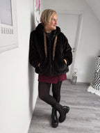 Curvy Teddyjacke Cowboy Style Schwarz