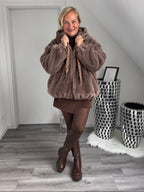 Curvy Teddyjacke Cowboy Style Taupe