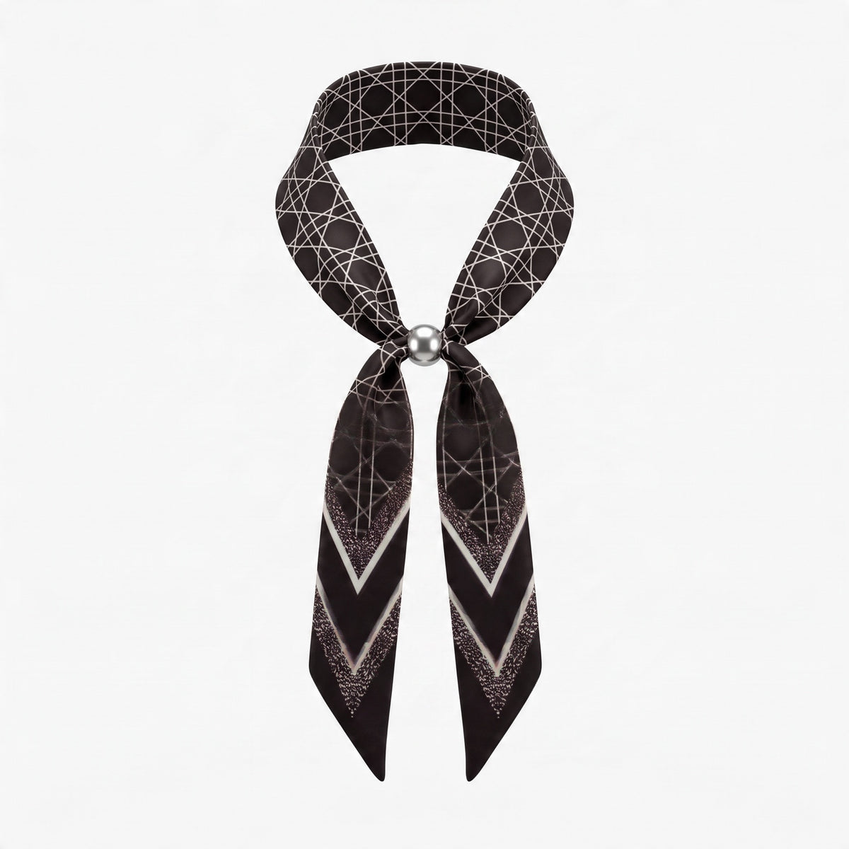 Halstüchlein mit Perle – Schwarz-Weiß